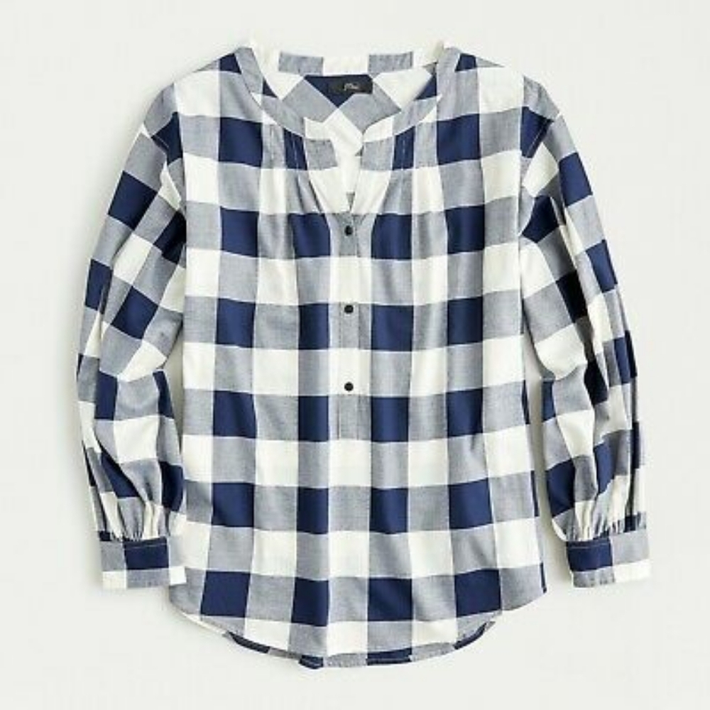 J. Crew open v-neck top in Buffalo check flannel